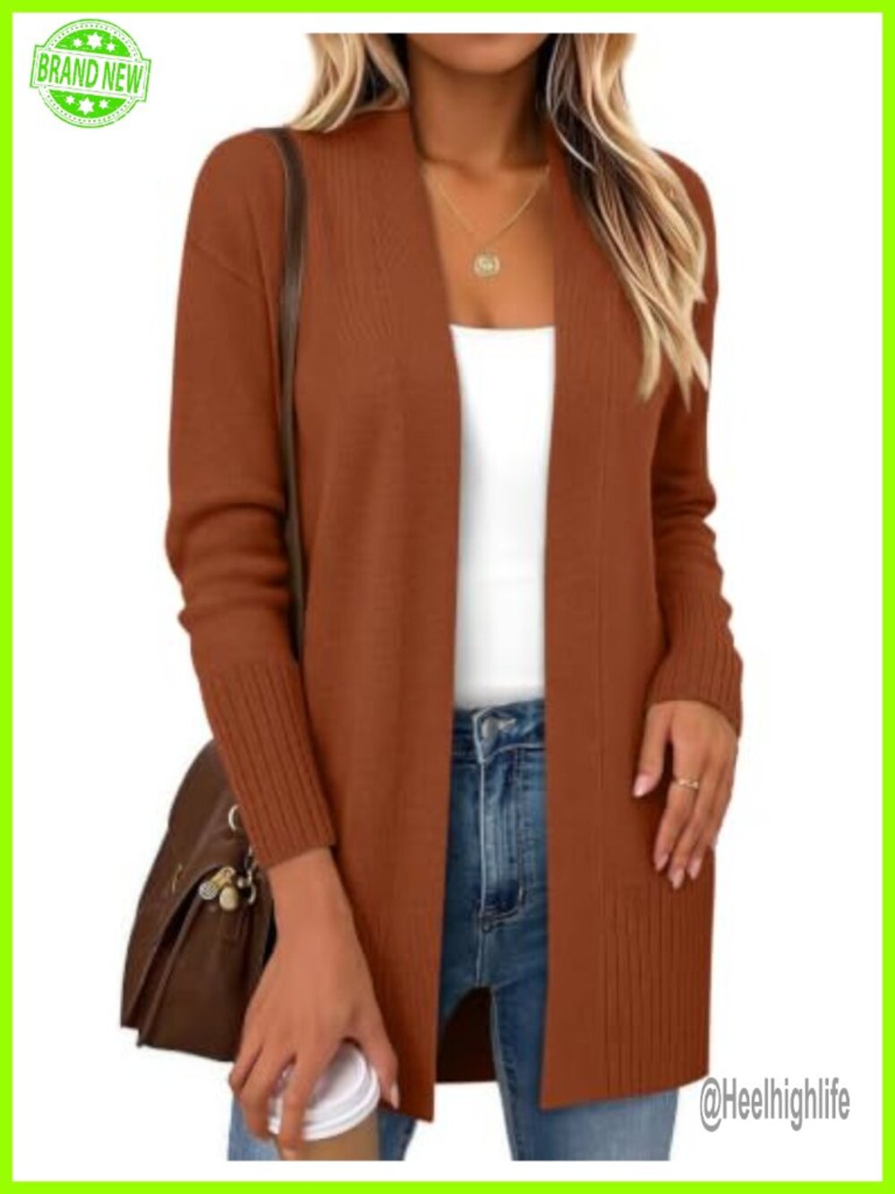 Open Front Cardigan Long Sleeve Loose Knit Sweater Lightweight Layer